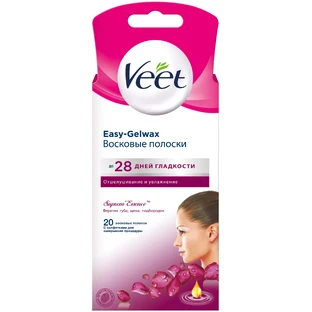 Восковые полоски Veet Easy-Gelwax для нормальной кожи лица 20 шт.