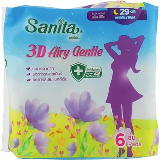 Гигиенические прокладки Sanita 3D Airy Gentle Slim Wing 29 см 6 шт.