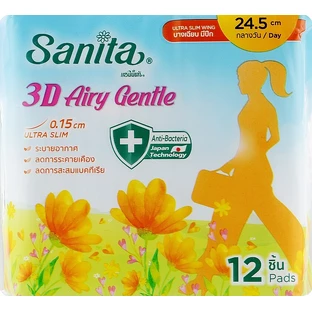 Гигиеническая прокладка Sanita 3D Airy Gentle Ultra Slim Wing 24.5 см 12 шт.
