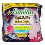 Гигиенические прокладки Sanita Soft&Fit Relax Night Wing 35 см 8 шт.