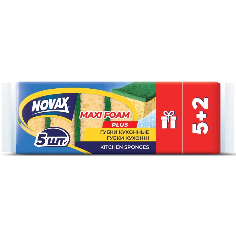 Губки кухонні Novax Maxi Foam 5+2 шт. : ціни та характеристики