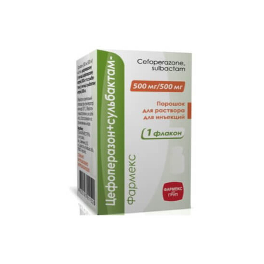 Цефоперазон+сульбактам-фармекс порошок д/р-ра д/ин. 500 мг + 500 мг фл.