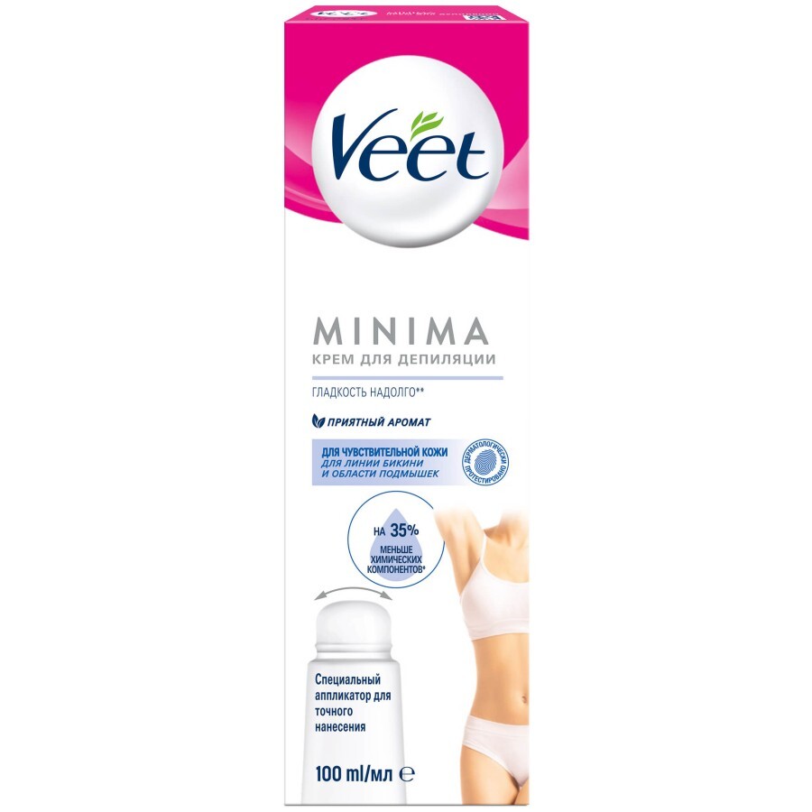 Крем для депиляции Veet Minima для чувствительной кожи с аппликатором 100 мл: цены и характеристики