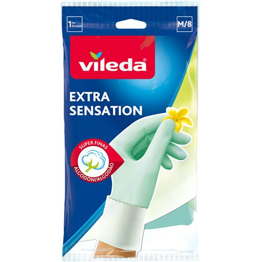 Перчатки хозяйственные Vileda Extra Sensation размер M 1 пара: цены и характеристики