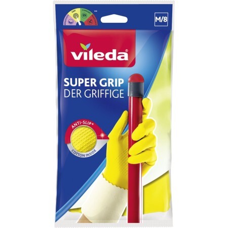 Перчатки хозяйственные Vileda Super Grip латексные M 1 пара