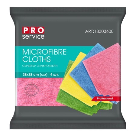 Салфетки для уборки PRO service Professional из микрофибры микс цветов 4 шт.