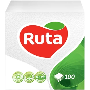 Серветки столові Ruta 1 шар 33х33 см Білі 100 шт. 