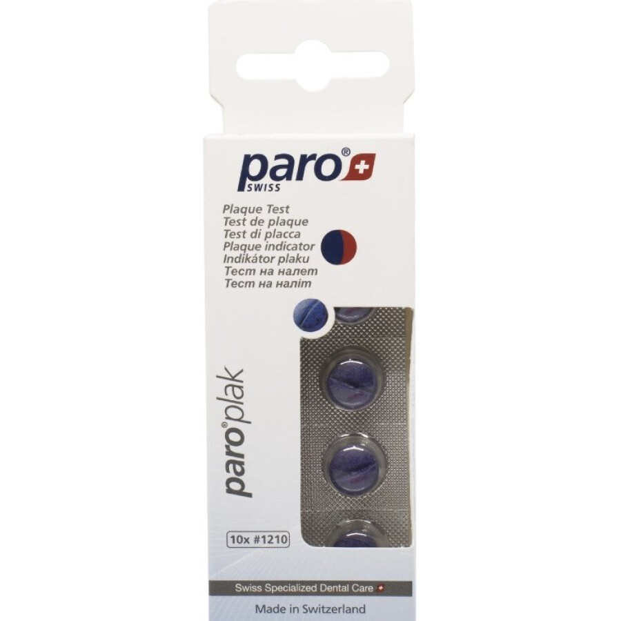 Таблетки для індикації зубного нальоту Paro Swiss plak 2-кольорові, 10 шт. : ціни та характеристики