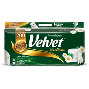 Туалетний папір Velvet Excellence Ромашка й алое 3 шари 8 рулонів 200 відривів 