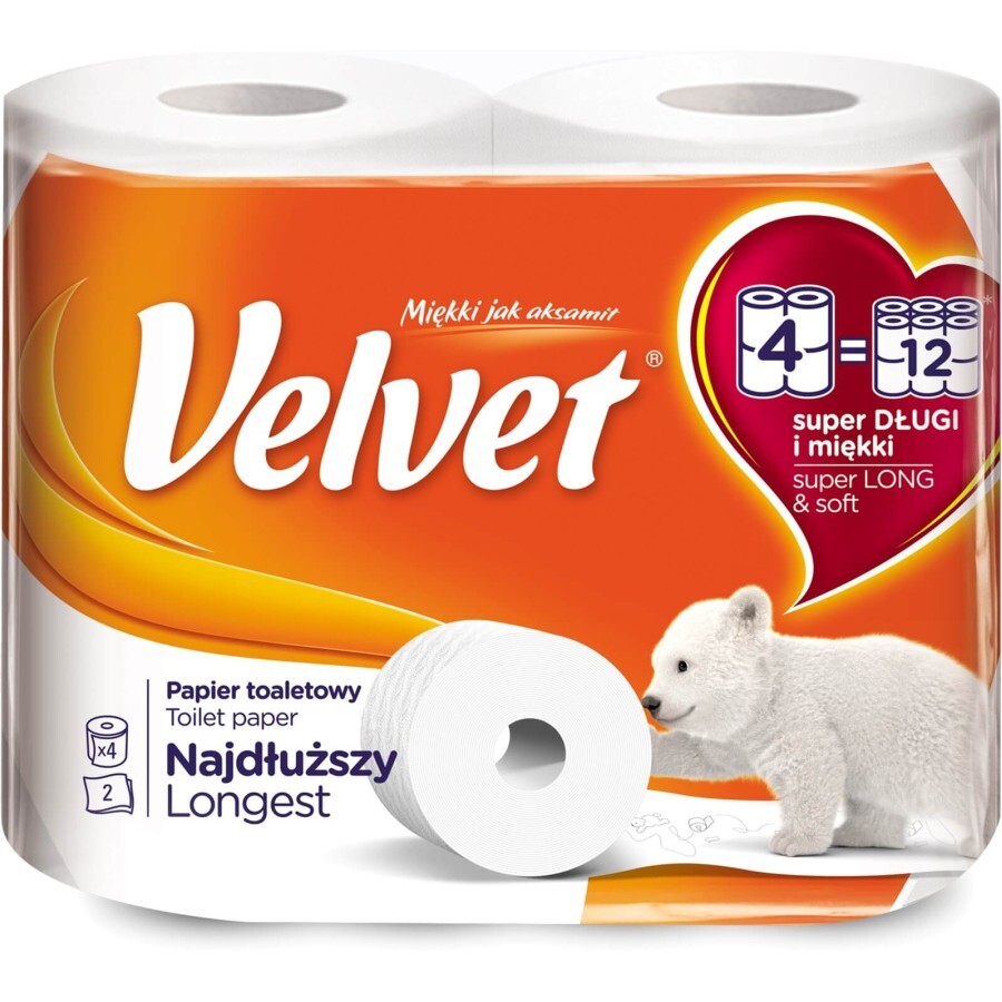 Туалетний папір Velvet Екстра лонг 2 шари 4 рулони 486 відривів: ціни та характеристики