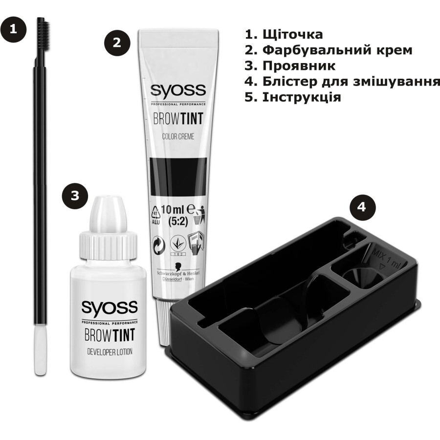 Фарба для брів Syoss Brow Tint 3-1 Графітовий чорний 17 мл: ціни та характеристики