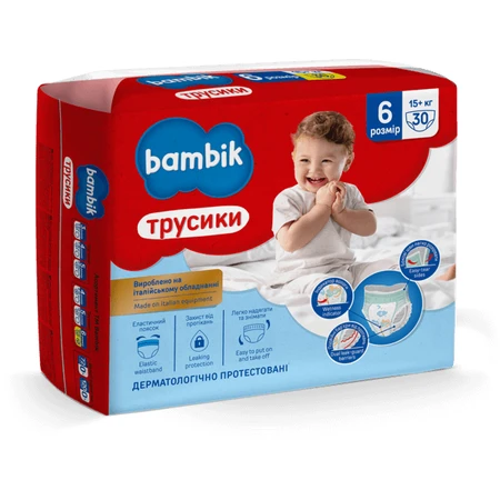 Подгузники-трусики детские Bambik 6 (15+кг) 30шт: цены и характеристики