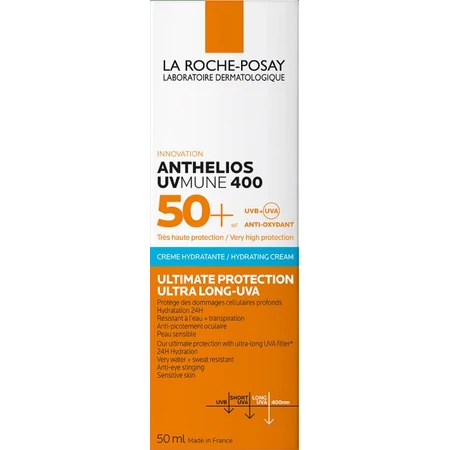 Солнцезащитный увлажняющий крем La Roche-Posay Anthelios UVmune 400 SPF50+ для лица и кожи вокруг глаз, 50 мл: цены и характеристики