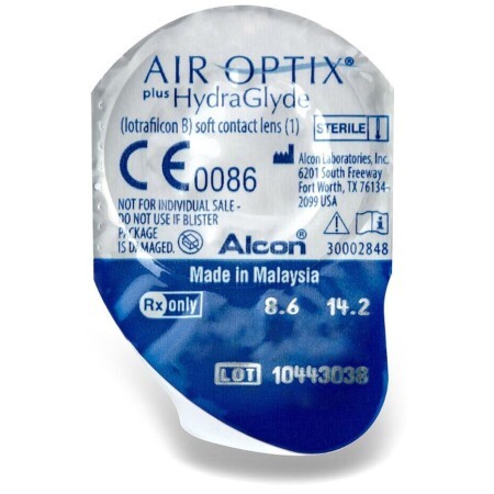Контактные линзы AIR OPTIX plus HydraGlyde 8.6, 14.2, -0.25, 1 шт.