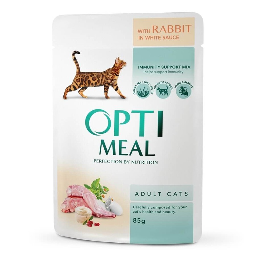 Вологий корм для кішок Optimeal зі смаком кролика в білому соусі 85 г: ціни та характеристики