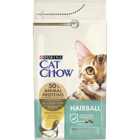 Сухой корм для кошек Purina Cat Chow Hairball с курицей 1.5 кг 