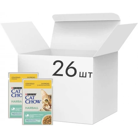 ВОЛОГИЙ КОРМ ДЛЯ КІШОК PURINA CAT CHOW HAIRBALL З КУРКОЮ ТА ЗЕЛЕНОЮ КВАСОЛЕЮ В ЖЕЛЕ 85Г : ціни та характеристики