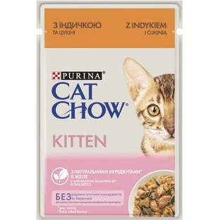 Вологий корм для кішок Purina Cat Chow Kitten з індичкою та цукіні в желе 85г