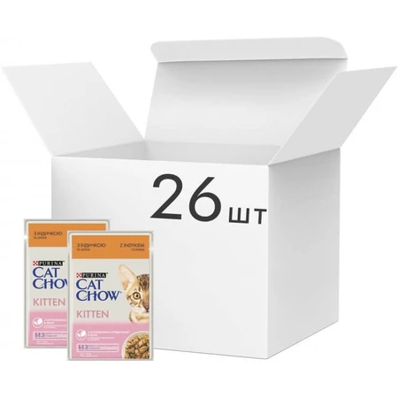 Вологий корм для кішок Purina Cat Chow Kitten з індичкою та цукіні в желе 85г: ціни та характеристики