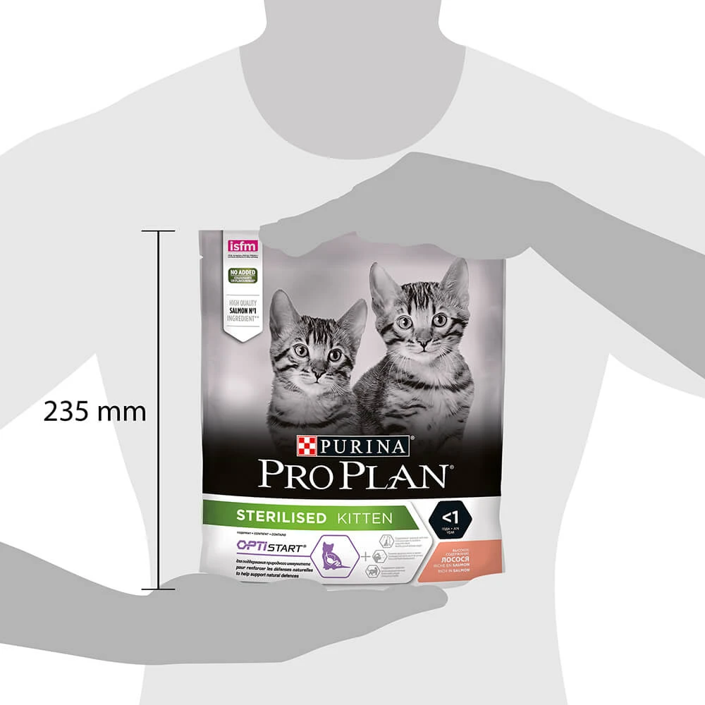 Сухий повнораціонний корм для стерилізованих кошенят Purina Pro Plan Sterilised з лососем 400 г : ціни та характеристики