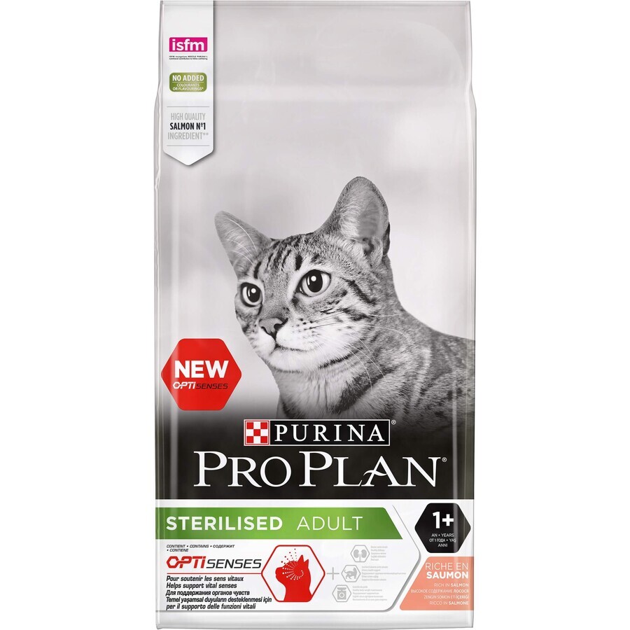 Сухой корм для стерилизованных кошек и котов Purina Pro Plan Sterilised Adult 1+ с лососем 10 кг: цены и характеристики