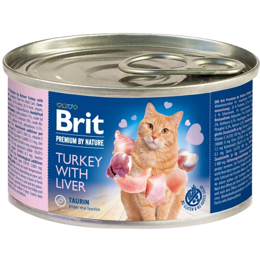 Паштет для котов Brit Premium by Nature Cat с индейкой и печенью 200 г: цены и характеристики