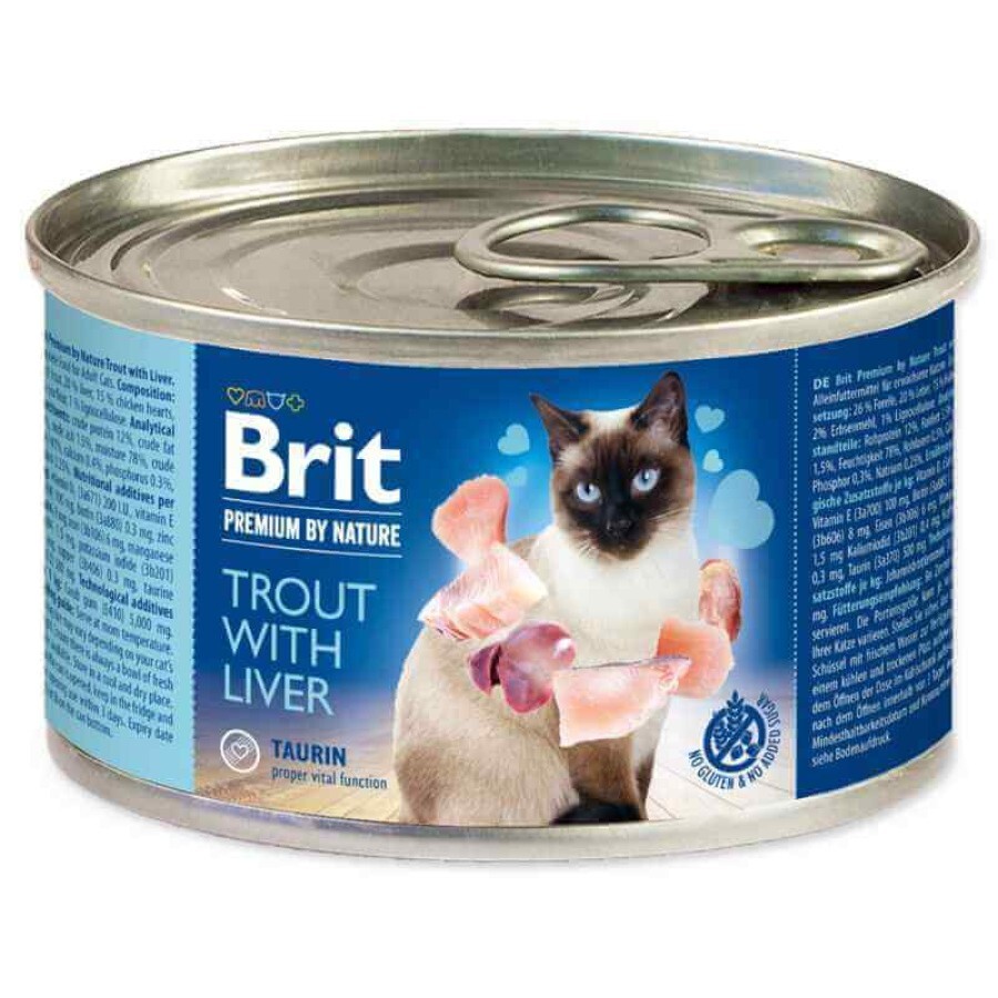 Паштет для котів Brit Premium by Nature Cat з фореллю та печінкою 200 г: ціни та характеристики