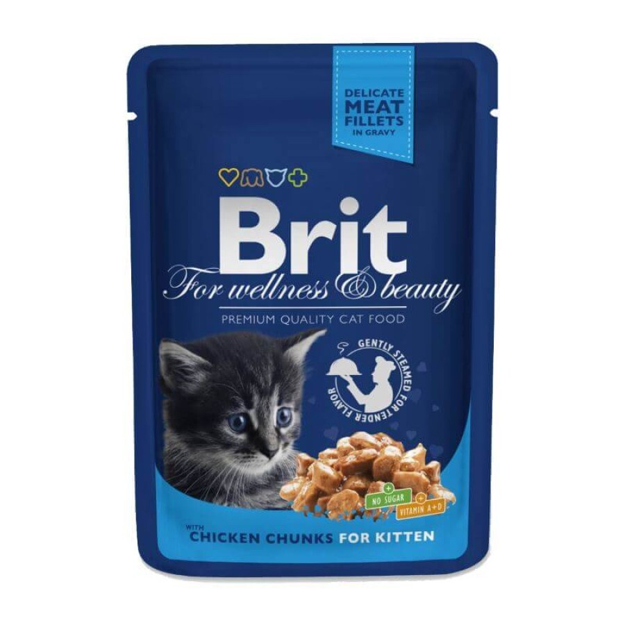 Влажный корм для кошек Brit Premium Cat Pouches Chicken Chunks for Kitten 100 г: цены и характеристики