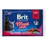 Влажный корм для кошек Brit Premium Cat мясная тарелка 4 шт по 100 г