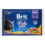 Влажный корм для кошек Brit Premium Cat рыбная тарелка 4 шт по 100 г