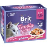 Влажный корм для кошек Brit Premium Cat семейная тарелка в желе 12 шт х 85 г