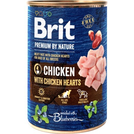 Консервы для собак Brit Premium by Nature курица с куриным сердцем 800 г