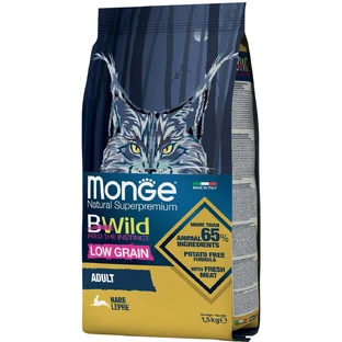 Сухий корм для кішок Monge Cat Bwild Low Grain з м'ясом зайця 1.5 кг 