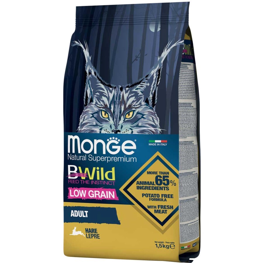 Сухой корм для кошек Monge Cat Bwild Low Grain с мясом зайца 1.5 кг : цены и характеристики