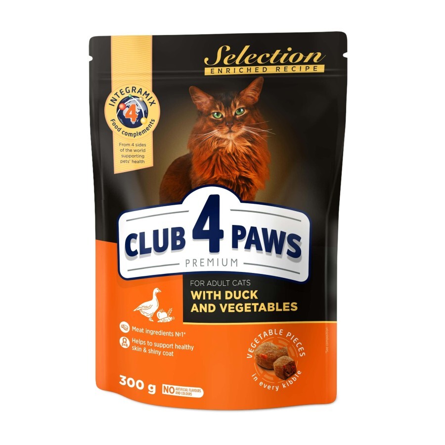 Сухой корм для кошек Club 4 Paws премиум. С уткой и овощами 300 г: цены и характеристики