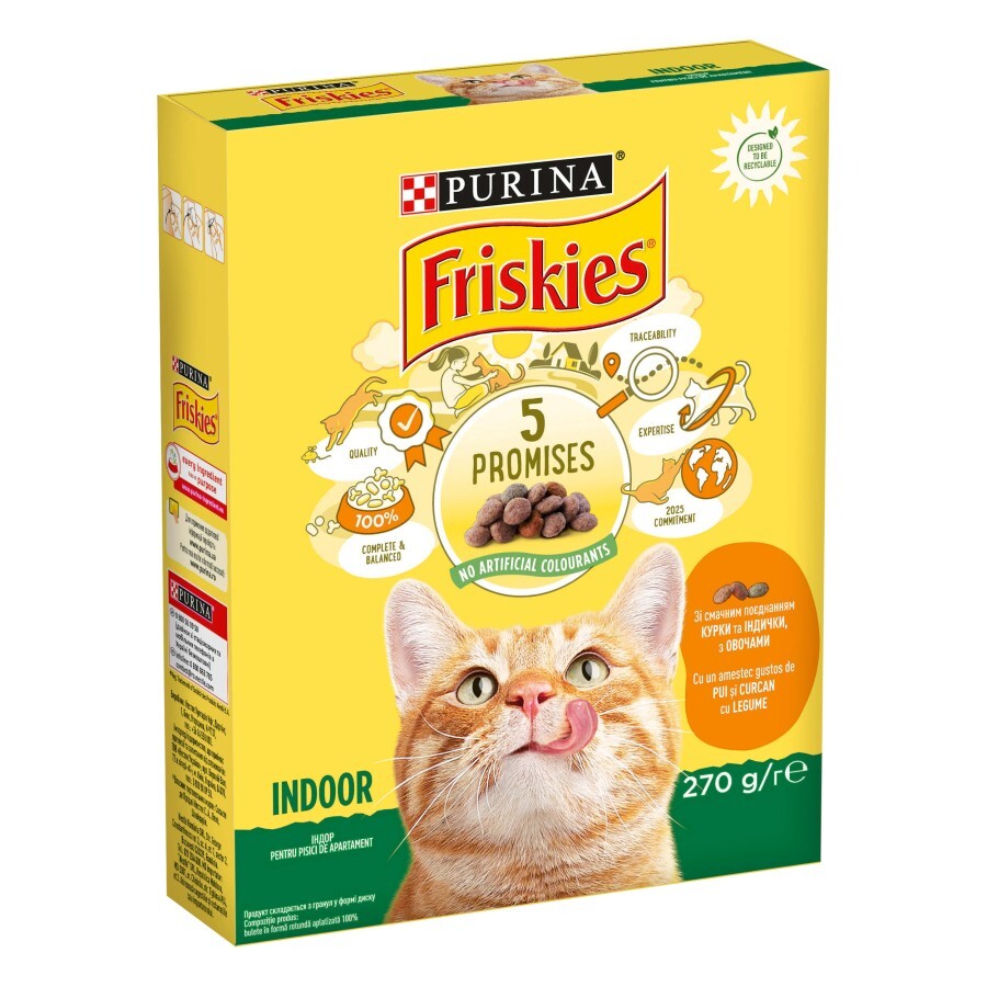 Сухий корм для кішок Purina Friskies Indoor з куркою та овочами 270 г : ціни та характеристики