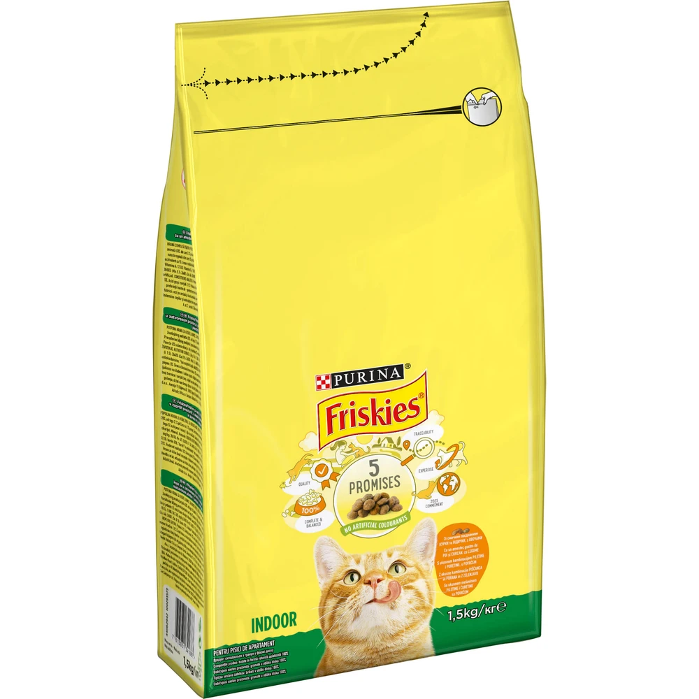 Сухий корм Purina Friskies Indoor для дорослих котів, що постійно перебувають у приміщенні з куркою та індичкою, з овочами 1.5 кг: ціни та характеристики