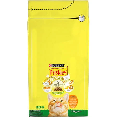 Сухий корм Purina Friskies Indoor для дорослих котів, що постійно перебувають у приміщенні з куркою та індичкою, з овочами 1.5 кг: ціни та характеристики