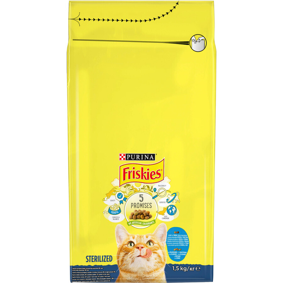 Сухой корм для стерилизованных кошек и котов Purina Friskies с лососем и овощами 1.5 кг: цены и характеристики