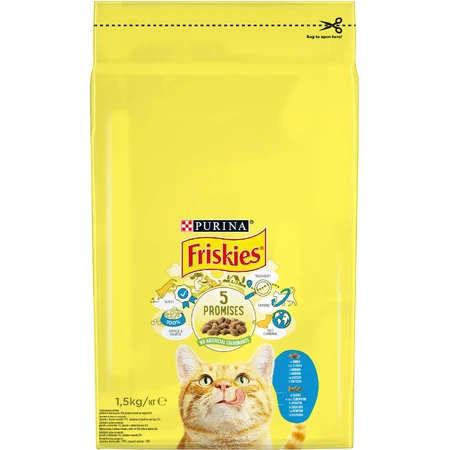 СУХОЙ КОРМ ДЛЯ КОШЕК PURINA FRISKIES СО ВКУСОМ ЛОСОСЯ И ОВОЩЕЙ 1.5 КГ: цены и характеристики