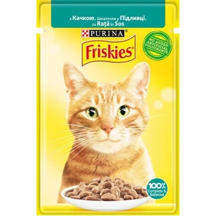ВОЛОГИЙ КОРМ ДЛЯ КІШОК PURINA FRISKIES ШМАТОЧКИ У ПІДЛИВІ З КАЧКОЮ 85 Г