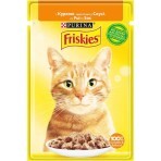 Вологий корм для кішок Purina Friskies шматочки у соусі з куркою 85 г : ціни та характеристики