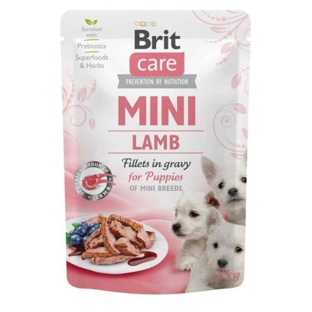 Вологий корм для собак Brit Care Mini pouch 85 г для цуценят (філе ягняти в соусі)