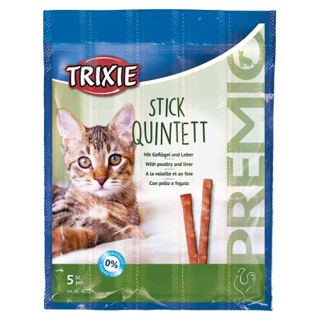 Ласощі для котів Trixie PREMIO Quadro-Sticks 5 шт (домашня птиця)