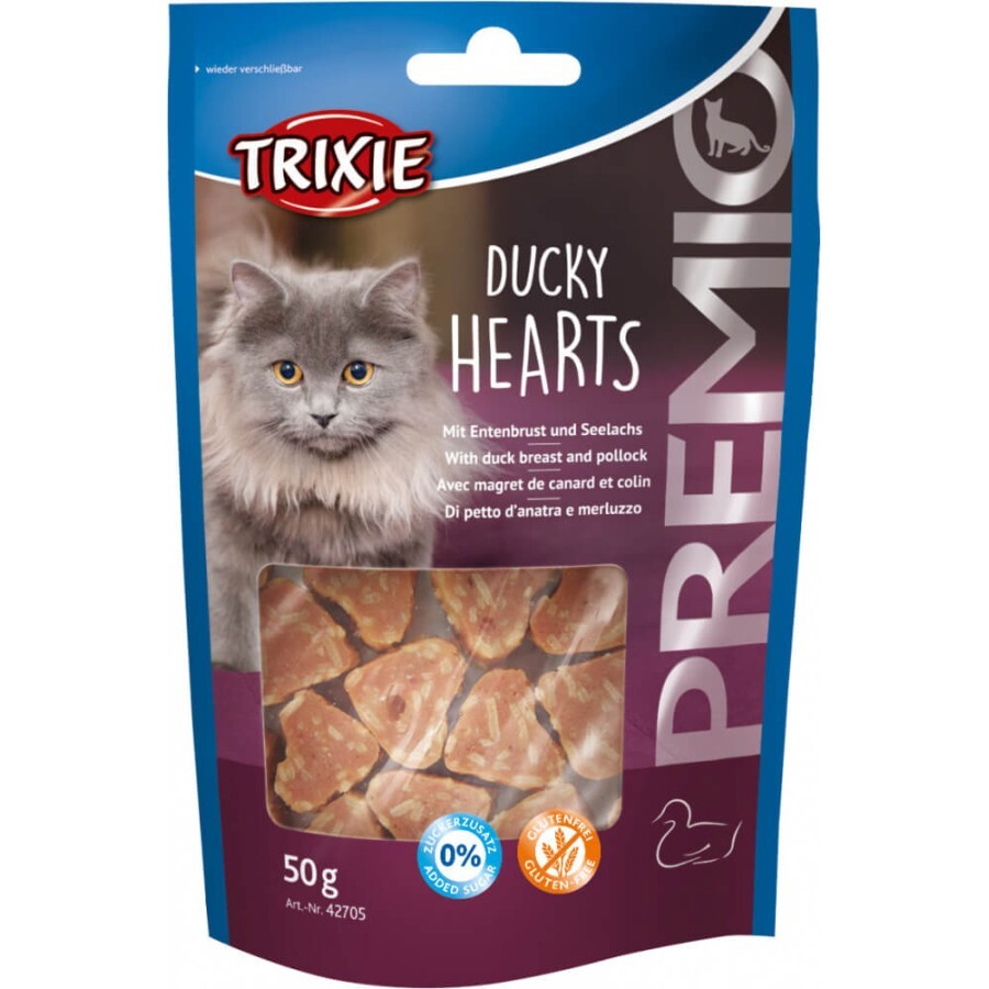 Лакомство для котов Trixie Premio Hearts утка / минтай 50 г: цены и характеристики