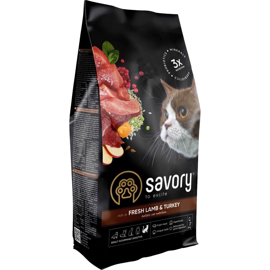 Сухой корм для кошек Savory Adult Cat Sensitive Digestion Fresh Lamb and Turkey 2 кг : цены и характеристики