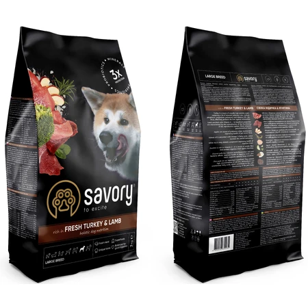 Сухий корм для собак Savory Large Breeds rich in Fresh Turkey and Lamb 3 кг: ціни та характеристики