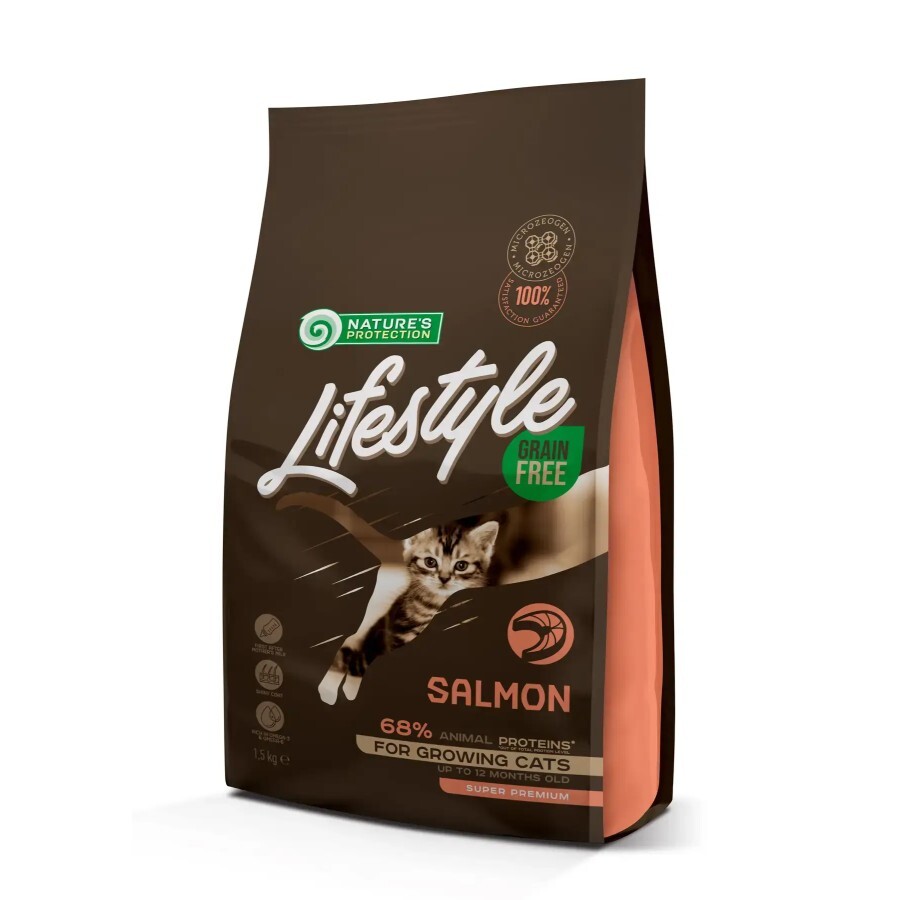 Сухой корм для кошек Nature's Protection Lifestyle Grain Free Salmon Kitten 1.5 кг : цены и характеристики