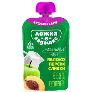 Ложка в ладошке пюре яблуко-персик сливки (6+мес) 90г