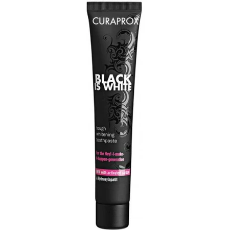 Зубная паста отбеливающая Curaprox Black is White с активированным углем и гидроксиаппатитами 90 мл + Ультра-мягкая зубная щетка: цены и характеристики